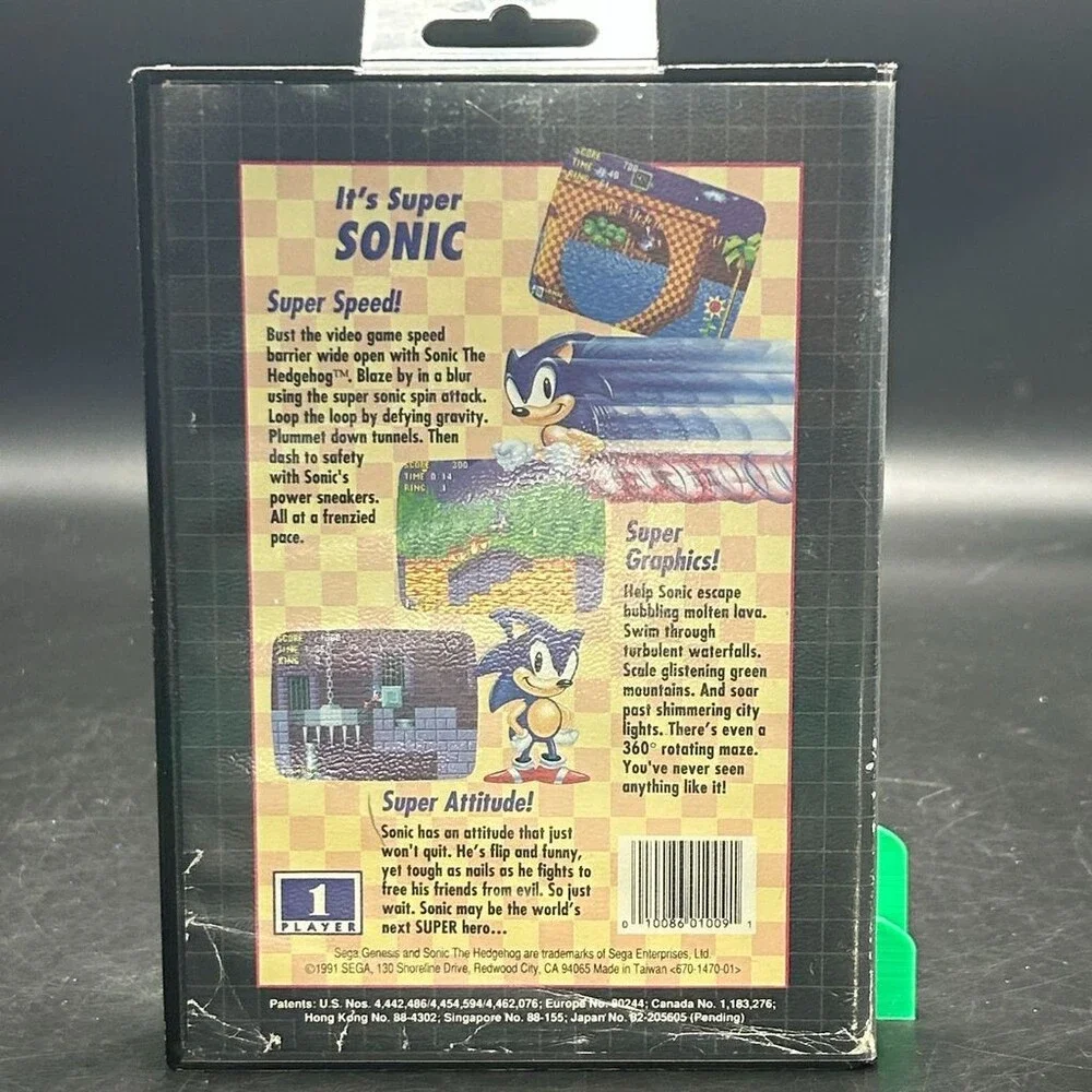Sonic the Hedgehog NFR (Sega Genesis, 1991) 16-Bit Cartridge No Manual